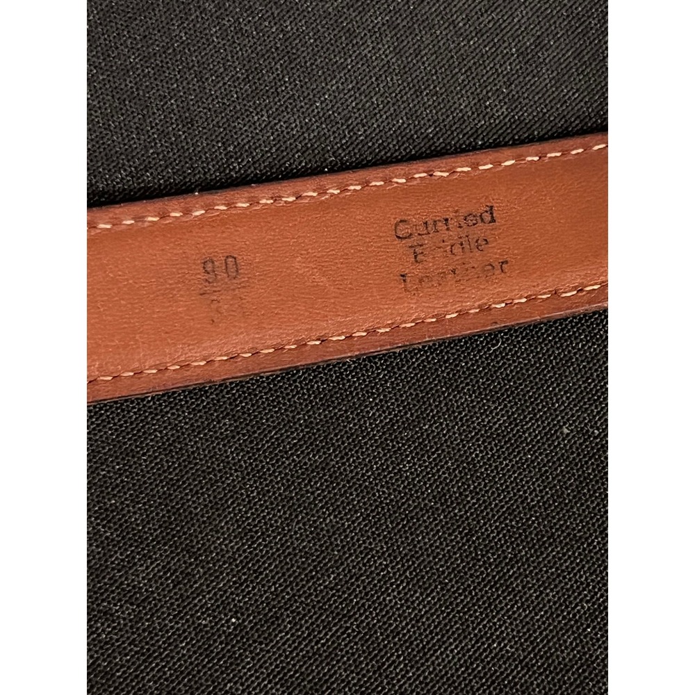 Dooney & Bourke Mens Brown Curried Bridle Leather Belt Brass Buckle Size 38 - Picture 3 of 5